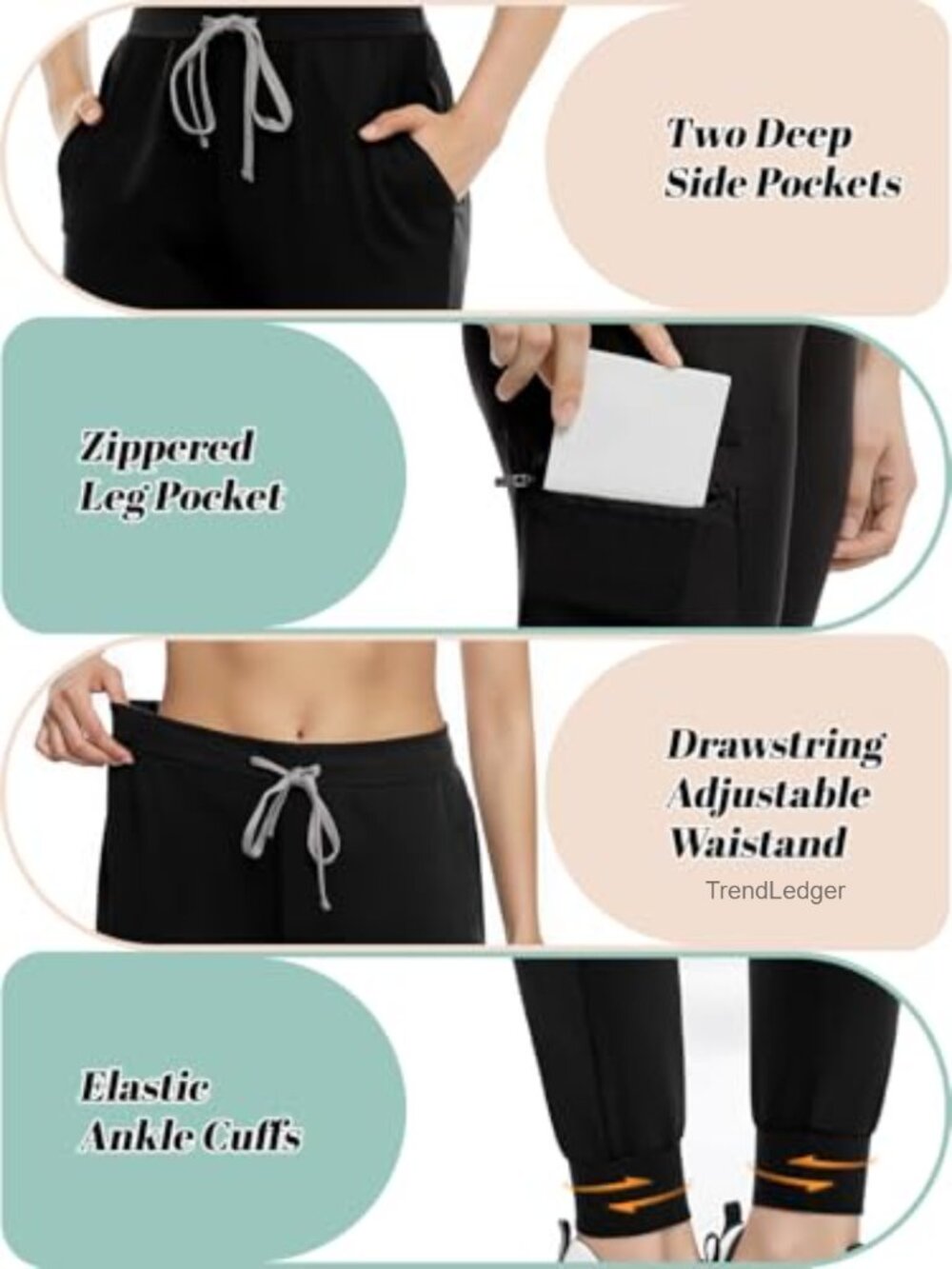 Jogger Scrub Pants for Women, 3-Pocket Yoga Scrub Bottoms Soft Stretch, - Picture 5 of 6